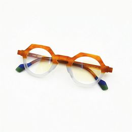 Montura óptica para hombre, diseñador de marca, moda para hombres y mujeres, monturas cuadradas hexagonales irregulares, gafas Vintage pequeñas para miopía 2505