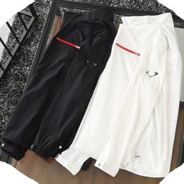 Manteau décontracté à col ordinaire pour hommes Veste pour hommes au début du printemps À manches longues noir et blanc crème solaire mince L-6XL