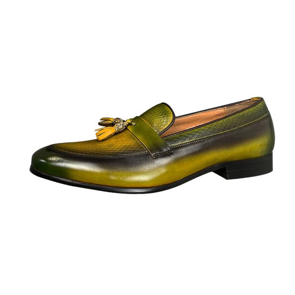 Chaussures décontractées de tous les jours en plein air pour hommes Designer élégant luxe de haute qualité sans lacet noir et vert Penny Loafers Livraison gratuite CN