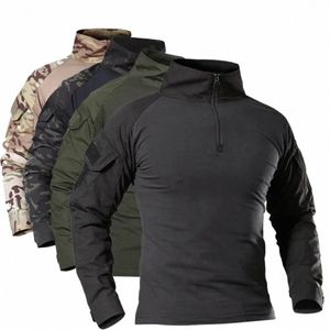 T-shirts de randonnée tactique en plein air pour hommes T-shirts militaires Camoue Lg manches chasse chemise d'escalade mâle vêtements de sport respirants i0HO #