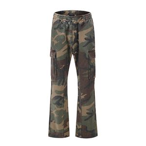 Salopette Homme Camouflage Pantalon Décontracté Lâche Multi-poches Streetwear Denim Pantalon Hip Hop Flare Pantalon