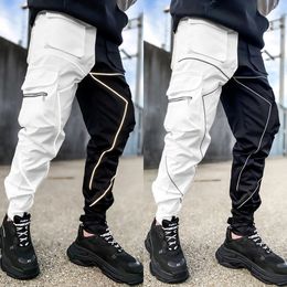 Heren overalls broek losse man jeans ontwerper grote denim baggy hiphop selvedge paarse rechte multi pocket zweet buitenbroeken