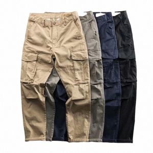 Salopette pour hommes Stretch Straight W Pantalon multi-poches Printemps Automne Lâche Grande poche Pantalon décontracté Pantalon de travail multi-poches C8hK #