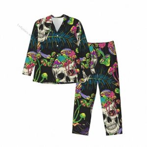 Mannen Pyjama Sets Crazy Mad Skull Paddo's Hippie Nachtkleding Lg Mouw Leisure Uitloper Herfst Winter Loungewear B3TM #