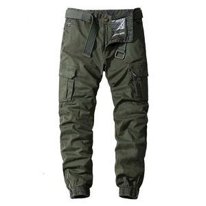 Pantalon masculin 100% pantalon de cargaison en coton pur pour hommes multi-poche jogger décontracté pour hommes à glissière militaire volant pantalon décontracté toute la longueur sans ceinture2405