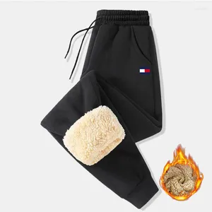 Pantalones para hombre de 2 piezas, pantalones cálidos de invierno de talla grande, holgados, con estampado de felpa, pantalones térmicos con cordón, pantalones de chándal de otoño 2023