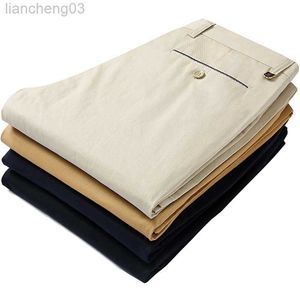 Men's Pants Verano Otoño Nuevos pantalones casuales de negocios para hombres Pantalones elásticos de color sólido de moda Pantalones caqui delgados de marca Hombre de talla grande 40 W0414