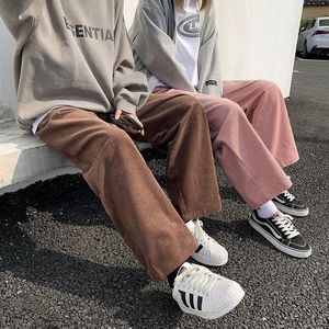 Herenbroek 2021 Corduroy Stof Casual Wide-Pen Losse Retro Fashion Hip Hop Black Pink Brown Broek Joggers Sweatpants S-2XL