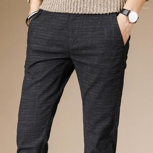 Herenbroek 2021 Mannen Potlood Casual Mens Business Broek Klassiekers Middengewicht Rechte Volledige Lengte Ademhaling Pant Linnen Katoen