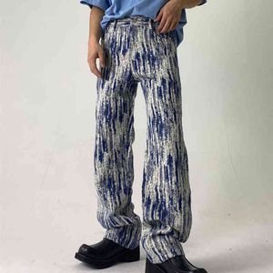 Herenbroek 2021 Nieuwe aankomst gestreepte drape dye dye rechte mannen baggy jeans broek casual vrouwen vintage denim broek pantnes casuales t220909