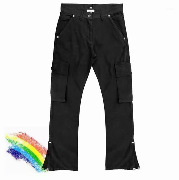 Pantalons pour hommes 2021ss Askyurself Salopette 1: 1 Tissu lourd de haute qualité en métal Boot Cut Pantalon noir à l'intérieur de l'étiquette