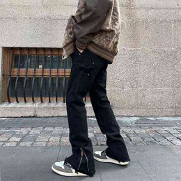Herenbroek 2022 Ankle Zipper Black Streetwear Joggers Men Cargobroek Y2K Hip Hop Straight Casual Drawing Lange broek Pantni Uomo T220909
