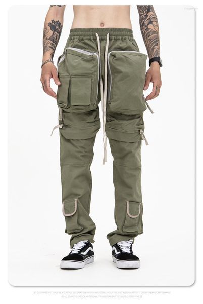 Pantalons pour hommes 2022 automne et hiver marque à la mode avec le même style de salopette coupe-vent fonctionnelle multi-poches High Street pantalons décontractés Dra