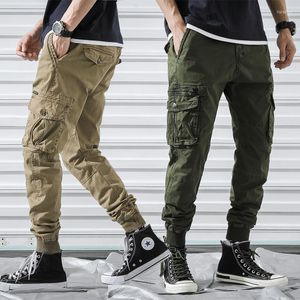 Herenbroek 2022 Fashion Autumn Winter Men Motorfiets Solid Loose Casual Cargo Male Korea Style Army Militaire broek W184