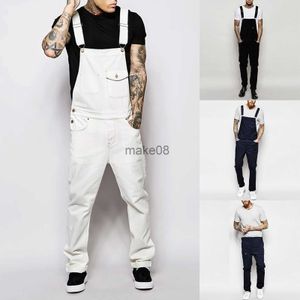 Herenbroeken 2022 Fashion Men's Ripped Jeans Jumpsuits Ankle Length Letter Printing Distressed Denim Bib Overalls For Men Jarretelbroek J230712