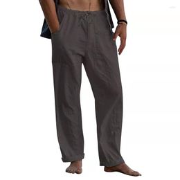 Pantalon homme 2022 hommes coton lin pantalon plage décontracté été taille élastique cordon poches amples jambe large homme Streetwear