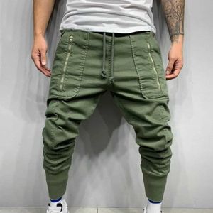 Herenbroek 2022 Nieuwe vrachtbroeken mannen grn mode casual potlood broek multi-pocket zipper hiphop stijl mannen harem broek joggers t240515