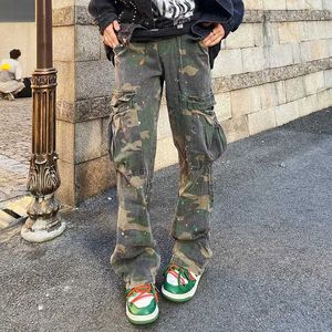 Pantalon masculin 2022 Nouveau camouflage de mode Pantalons de fret de survêtement baggy pour hommes pochets côté jet d'encre