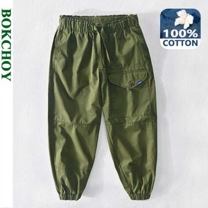 Pantalons pour hommes 2022 printemps été nouveaux hommes sarouel cheville attaché 100 coton lâche grandes poches Vintage armée vert pantalon décontracté GAZ383 Z0225