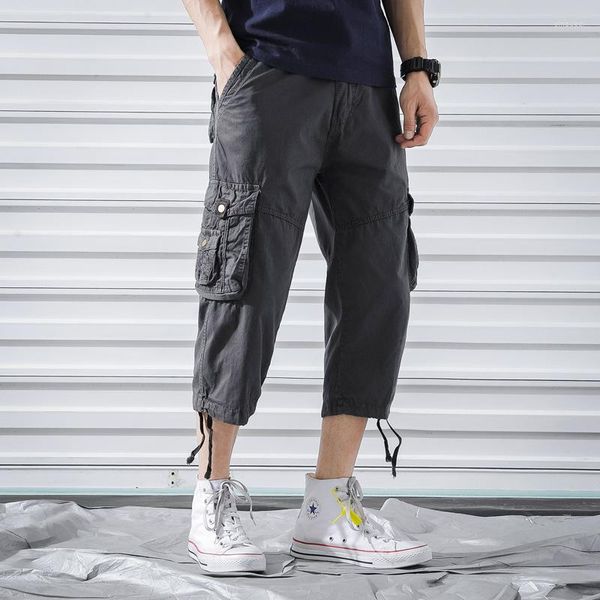 Pantalons pour hommes 2022 Été Hommes Cargo 3/4 Longueur Casual Entraînement Militaire Tactique Court Multi Poches Pantalon