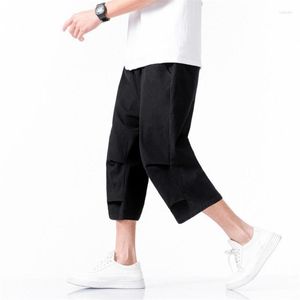 Pantalon masculin 2022 ￉t￩ pour hommes en coton en lin de coton de veau recadr￩ Harem Harem Hip Hop Streetwear pantalon plus taille m-7xl 8xl