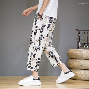 Herenbroek 2022 Zomer dun linnen bijgesneden Japanse losse kleur katoen casual oversized sport harem mannen kleding