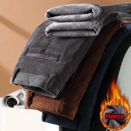 Pantalones de hombre 2022 Invierno Mannen Fleece Pana Broek Zakelijke Mode Klassieke Stijl Dikke Warme Stretch Mannelijke Merk Kleding