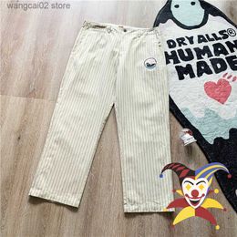 Pantalones de hombre 2022ss Pantalones hechos por humanos Hombres Mujeres 1 1 Mejor calidad High Street Vintage Cargo Straight Stripe Pantalones T230602