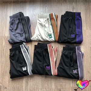 Pantalons pour hommes 2022ss Multicolor Stripe Needles Pants Hommes Femmes 1 1 Haute Qualité Classique Brodé Papillon Aiguilles AWGE Track Pants T230602