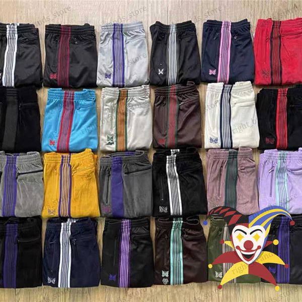 Pantalones de hombre 2022ss Agujas Pantalones Hombres Mujeres 1 1 Mariposa de alta calidad Agujas bordadas Pantalones de chándal AWGE Pantalones de rayas T230707