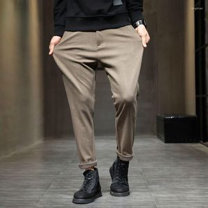 Pantalons pour hommes 2023 automne et hiver hommes robe laine chaud affaires costume Social formel décontracté Slim Fit Cigarette pantalon G65