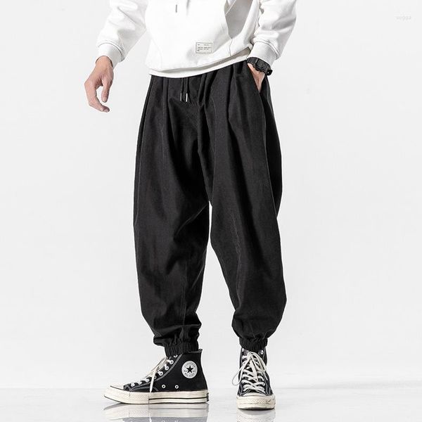 Pantalones para hombres 2023 Otoño Japonés Casual Moda Versátil Color Sólido Personalizado Suelto Tamaño Grande Nueve Linternas de pierna ancha divididas
