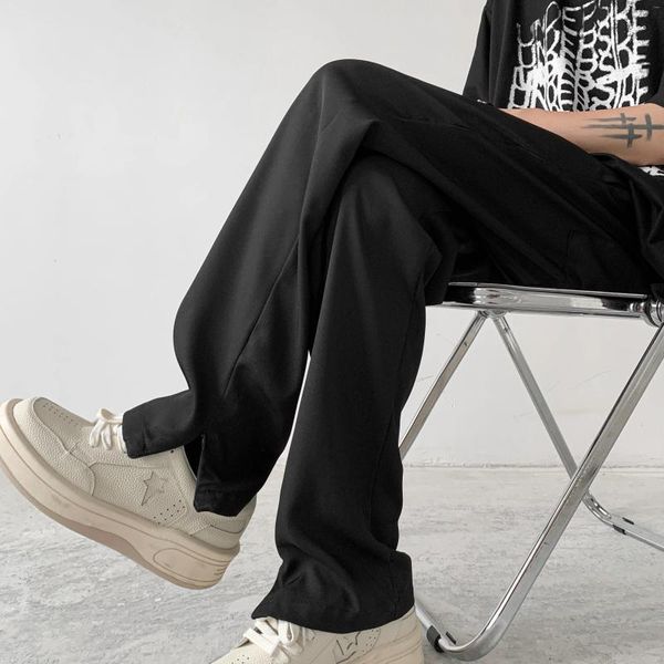 Pantalones para hombres 2023 Otoño Estilo coreano Pantalón único Pierna Cremallera Diseño Traje Hombres Casual Slim para pantalones Tamaño M-XXL