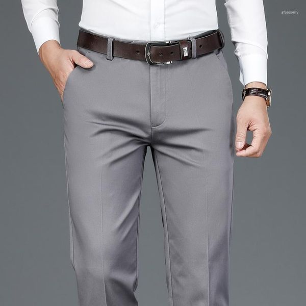 Pantalons pour hommes 2023 automne hommes droite Stretch décontracté Style classique affaires régulières mode pantalon homme marque gris kaki noir