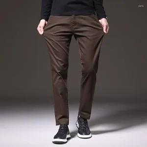 Pantalones para hombre 2023 otoño Slim-fit algodón estiramiento Casual moda de negocios pantalones de alta calidad marca masculina caqui verde gris
