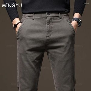 Pantalons pour hommes 2023 Automne Hiver Haute Qualité Hommes Taille élastique Slim Épais Café Sergé Marque Cargo Pantalon Mâle Plus Taille 28-38