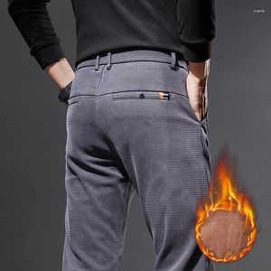 Pantalons pour hommes 2023 Automne Hiver Haute Qualité Doux Polaire Casual Hommes Business Slim Mode Élégant Chaud Stretch Pantalon Droit