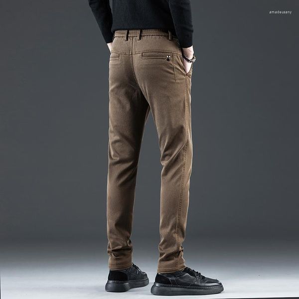 Pantalones para hombre 2023 Otoño Invierno Lyocell grueso negocios Slim Fit Corea trabajo Cargo pantalones casuales marca masculina de talla grande 28-38