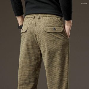 Pantalons pour hommes 2023 automne hiver hommes velours côtelé décontracté Streetwear mode homme vêtements solide élastique droit complet pantalon 28-38