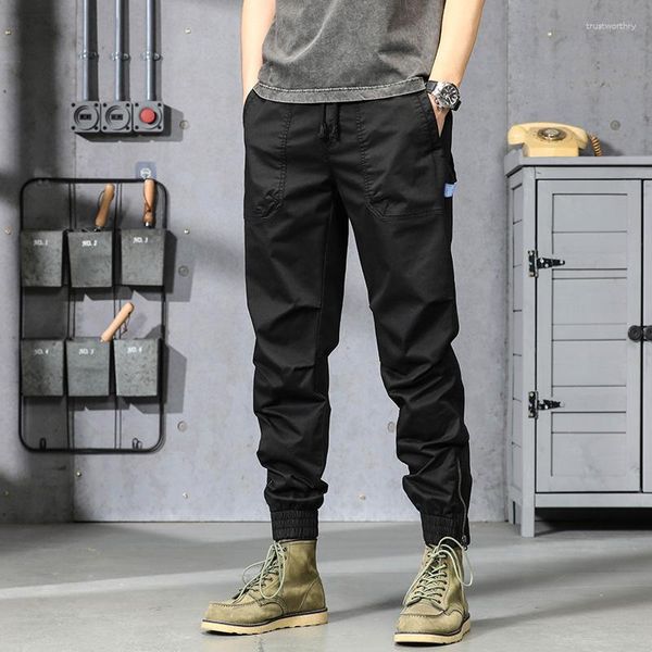 Pantalon homme 2023 Cargo noir coton recadrée été pantalon pour homme Harem mari bas travail Streetwear vêtements Z398