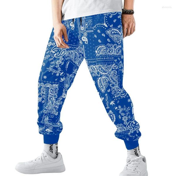 Pantalones de hombre 2023 Cross Border Summer Men's Casual Fashion Brand Mesh Secado rápido Sports Digital Printing Straight Leg Tie