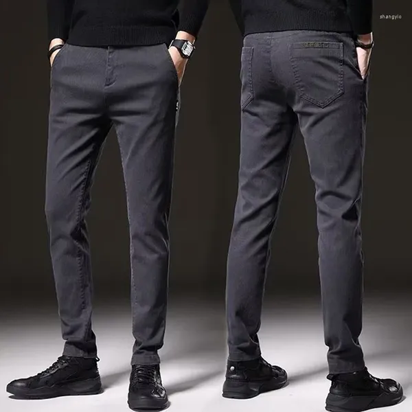 Pantalons pour hommes 2023 Tissu Casual Hommes Épais Travail d'affaires Slim Coton Pantalon Mâle Cargo Automne Hiver Haute Qualité Pantalon Plus Taille