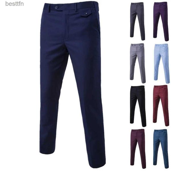 Pantalones para hombres 2023 Moda Nuevos pantalones de traje de negocios boutique casuales para hombres / Vestido de color sólido delgado de alta calidad PantsL231212