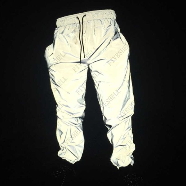 Pantalons pour hommes 2023 Mode Pantalons réfléchissants Hommes Hip Hop Dance Pantalons fluorescents Casual Streetwear Night Sporting Jogger Pants Gris G230510