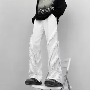 Pantalon pour hommes 2023 Serviette de mode Broderie Brown Baggy Hommes Jeans Y2K Vêtements Droit Hip Hop Coton Pantalon Pantalon Homme