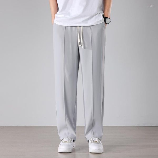 Pantalones de hombre 2023 Four Seasons Casual Color sólido Recto Baggy Drape Pantalones de marca de pierna ancha Hombre Negro Blanco Beige