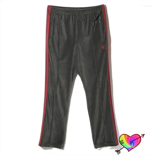 Pantalon homme 2023 gris rouge velours aiguilles piste hommes femmes 1:1 velours broderie papillon Logo AWGE pantalons de survêtement