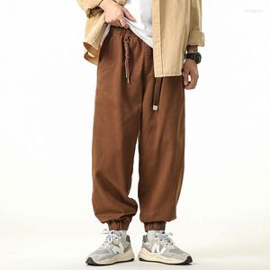 Pantalons pour hommes 2023 haute couture coton lin Bloomers jambe large dames élégant taille élastique et pantalon