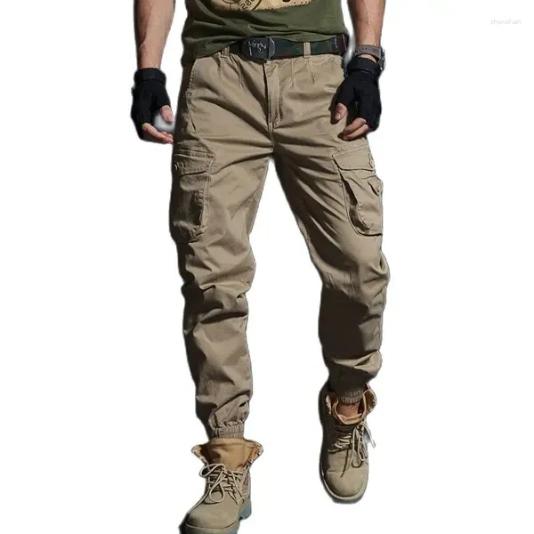 Pantalones para hombres 2023 Alta calidad Khaki Verano Hombres Militar Táctico Jogger Camuflaje Cargo Multi-Bolsillo Moda Negro Ejército Pantalón