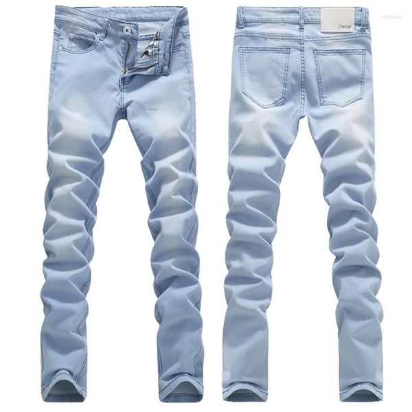 Pantalones para hombres 2023 Jeans Blanqueados Lavado Casual Slim Fit Moda Versátil Elegante y personalizado Pequeño Pie Elástico Denim